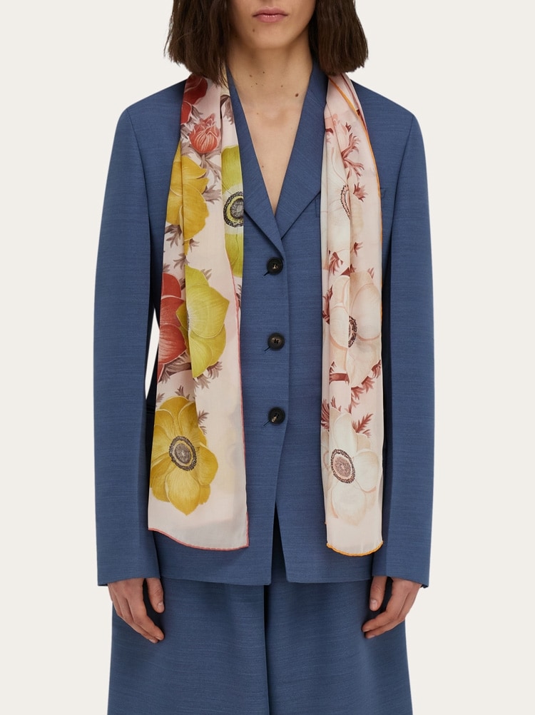 Anemone print silk scarf Gallery image 3