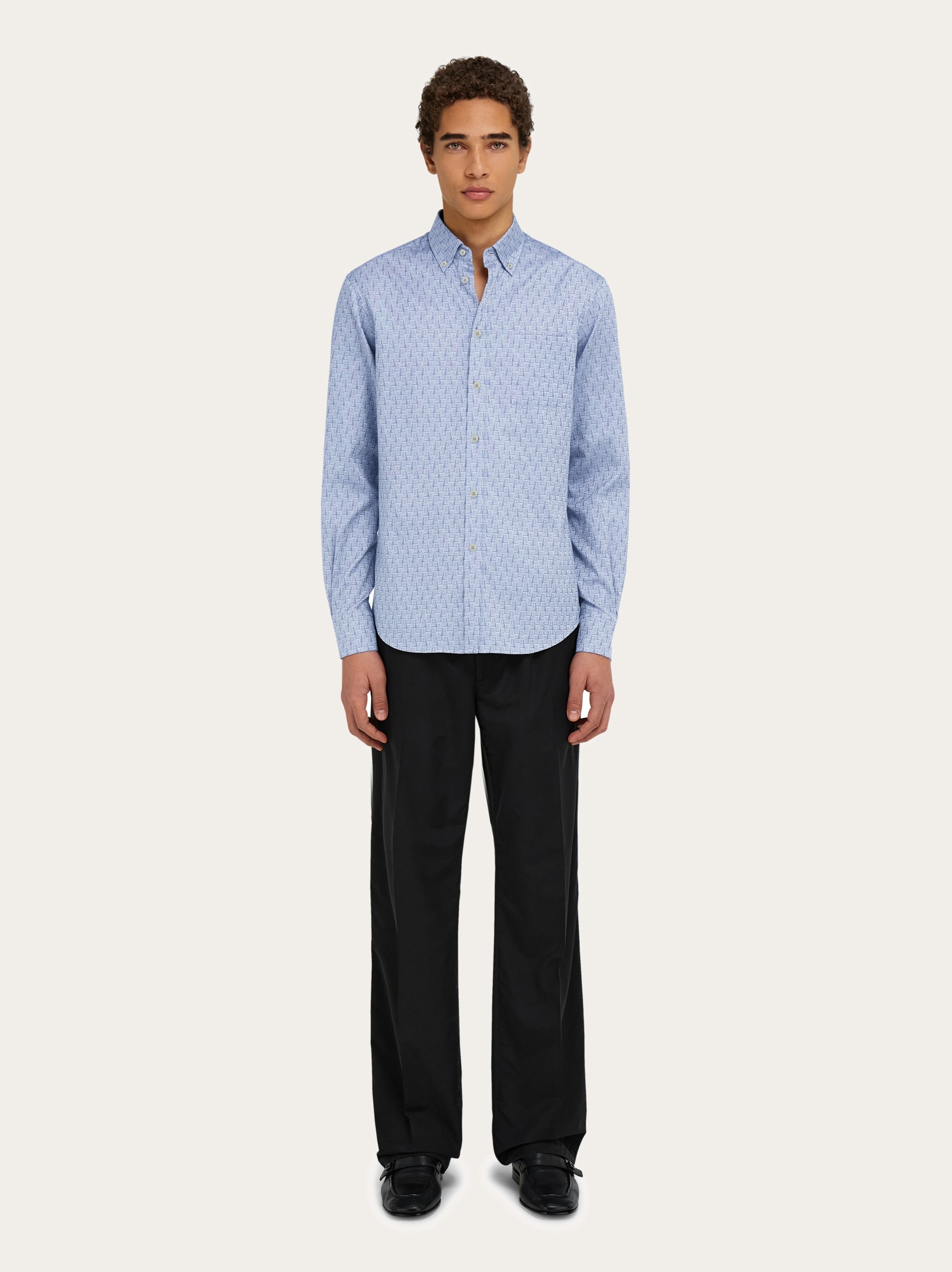 Tシャツ・カットソー FERRAGAMO FW25 'Gancini' shirt (786619 OXFORDBLUE) Back to Earth - Tuscany print sweatshirt - Men | Ferragamo