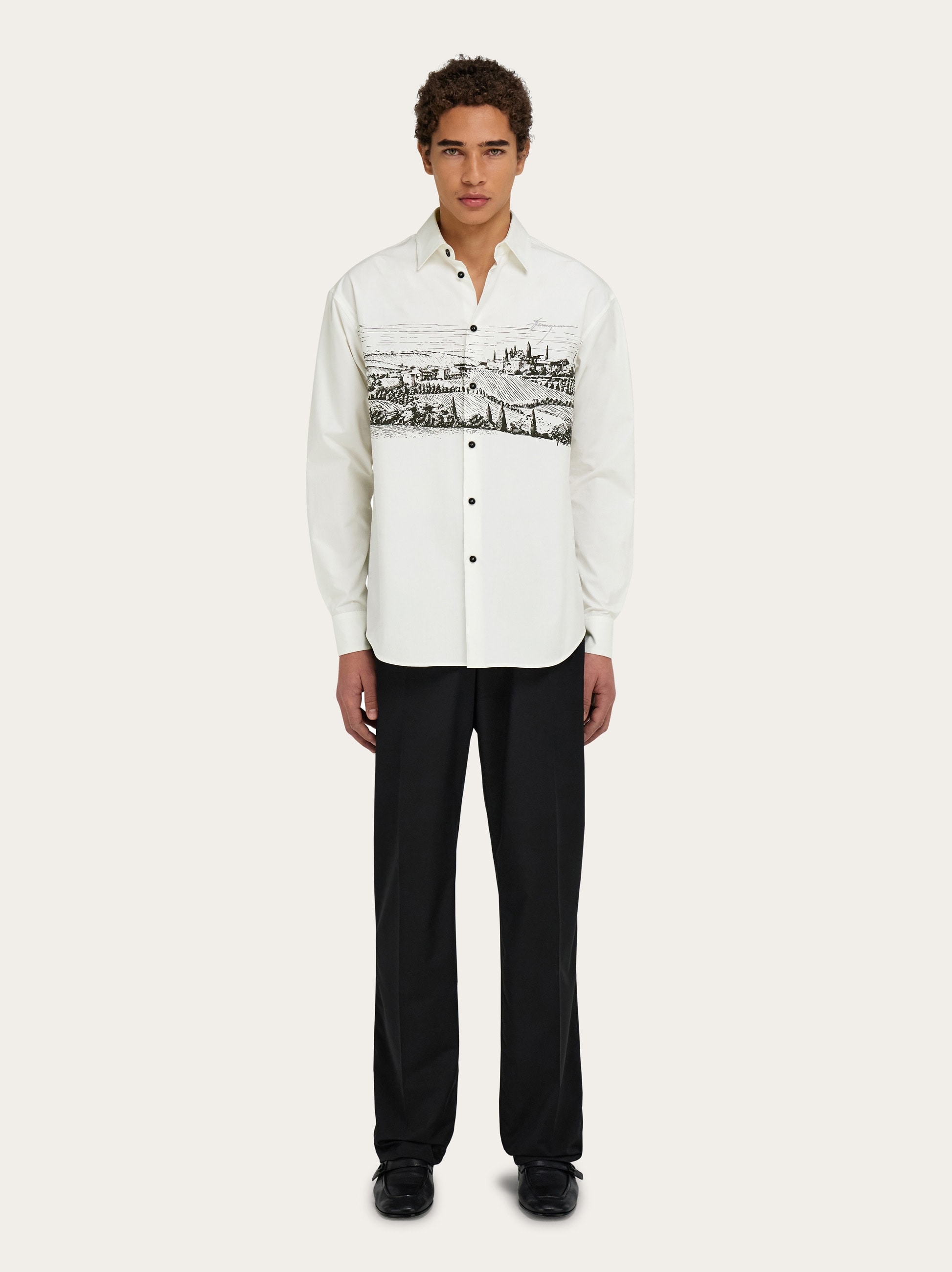 Tシャツ・カットソー FERRAGAMO FW25 'Firma' T-shirt (786470 WHITE) Crew neck T-shirt with printed signature - Men | Ferragamo