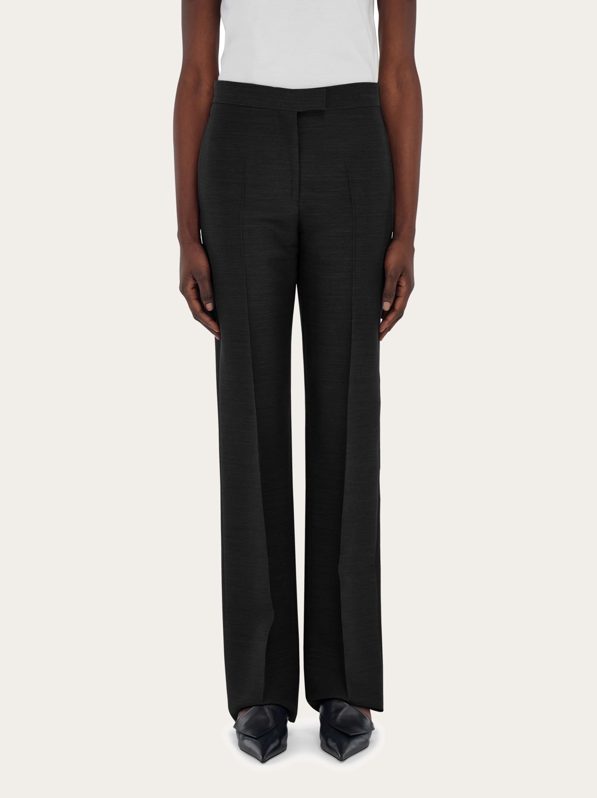 パンツ archive Salvatore Ferragamo Wool Slacks Wool faille trouser - Women | Ferragamo