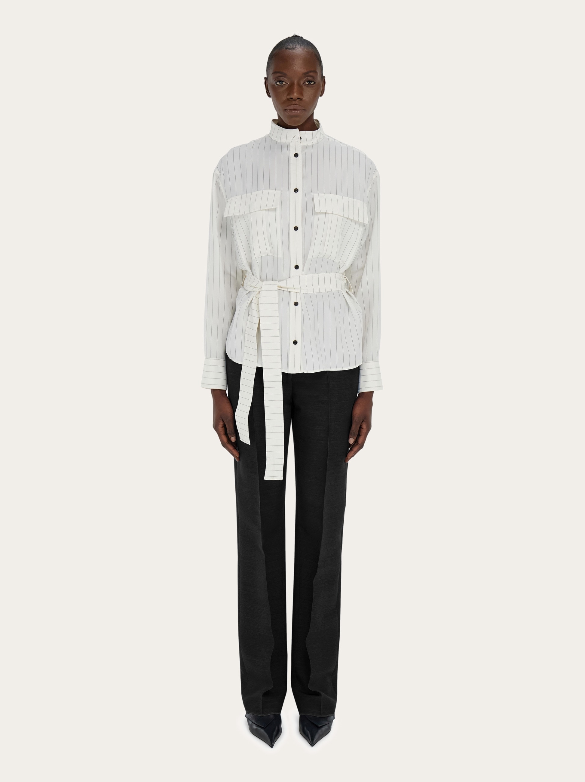 パンツ archive Salvatore Ferragamo Wool Slacks Salvatore Ferragamo Virgin Wool Straight Leg Tuxedo パンツ (パンツ