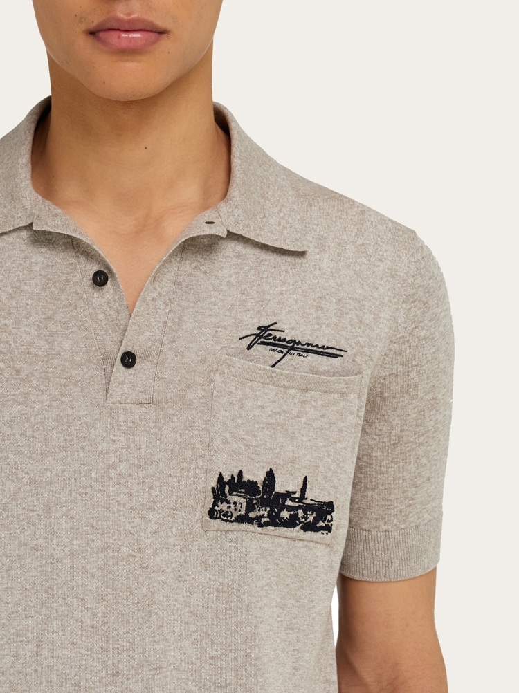 Back to Earth - Tuscany print polo shirt Gallery image 4