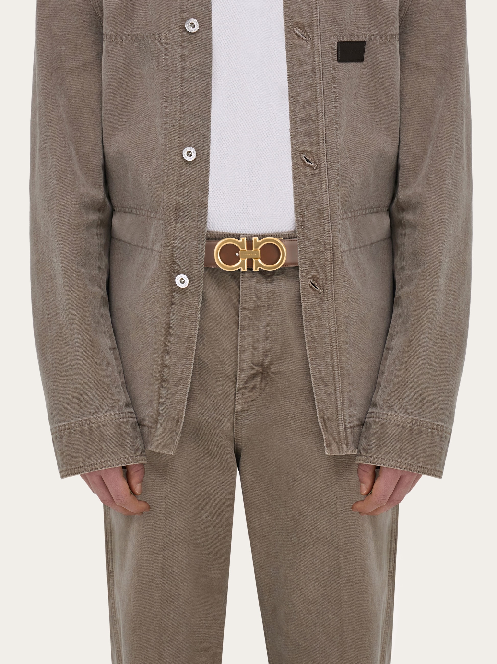 Reversible and adjustable Gancini belt - Men | Ferragamo