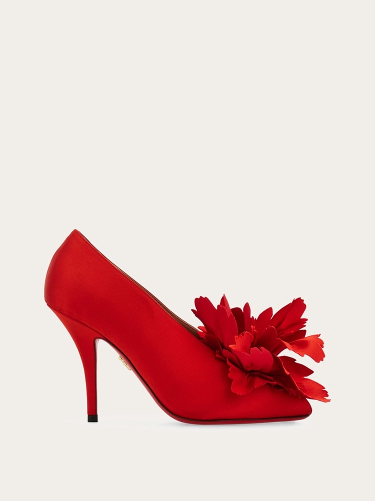 Escarpin décolleté avec fleur Gallery image 1