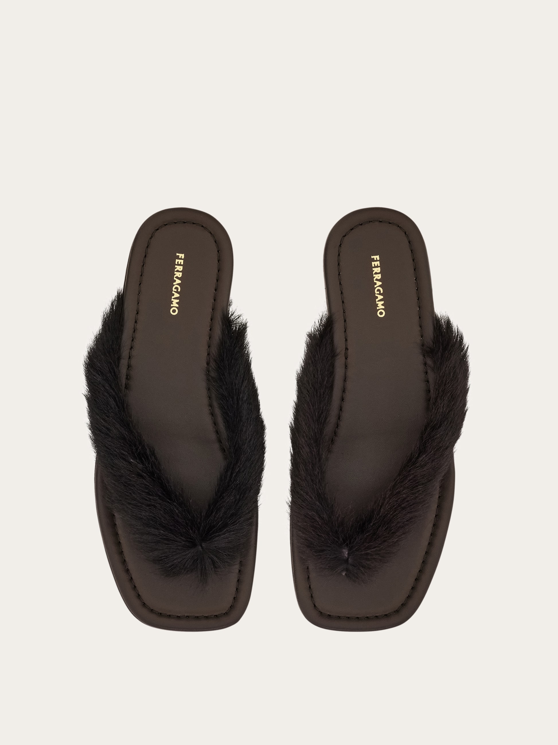 Thong sandal with fur detail - Women | Ferragamo