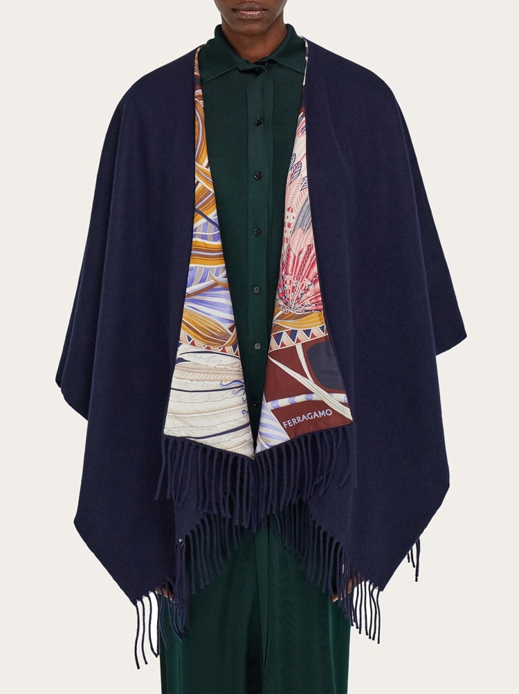 Cashmere and silk reversible cape Gallery image 3