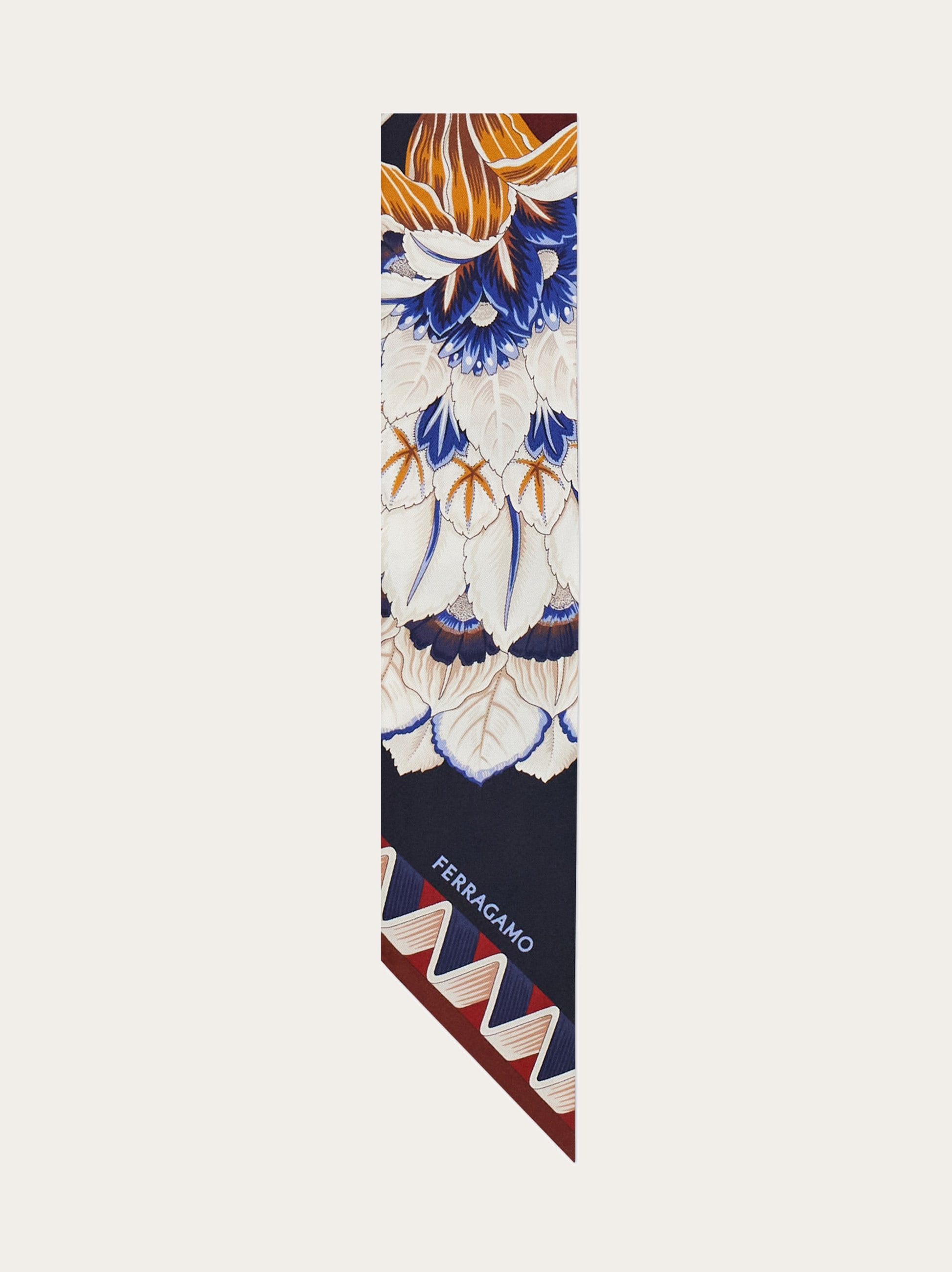 ボレロ・ショール Ferragamo Ivory/blue silk scarf with Giada print Salvatore Ferragamo Ferragamo Women's ivory/blue Silk Scarf