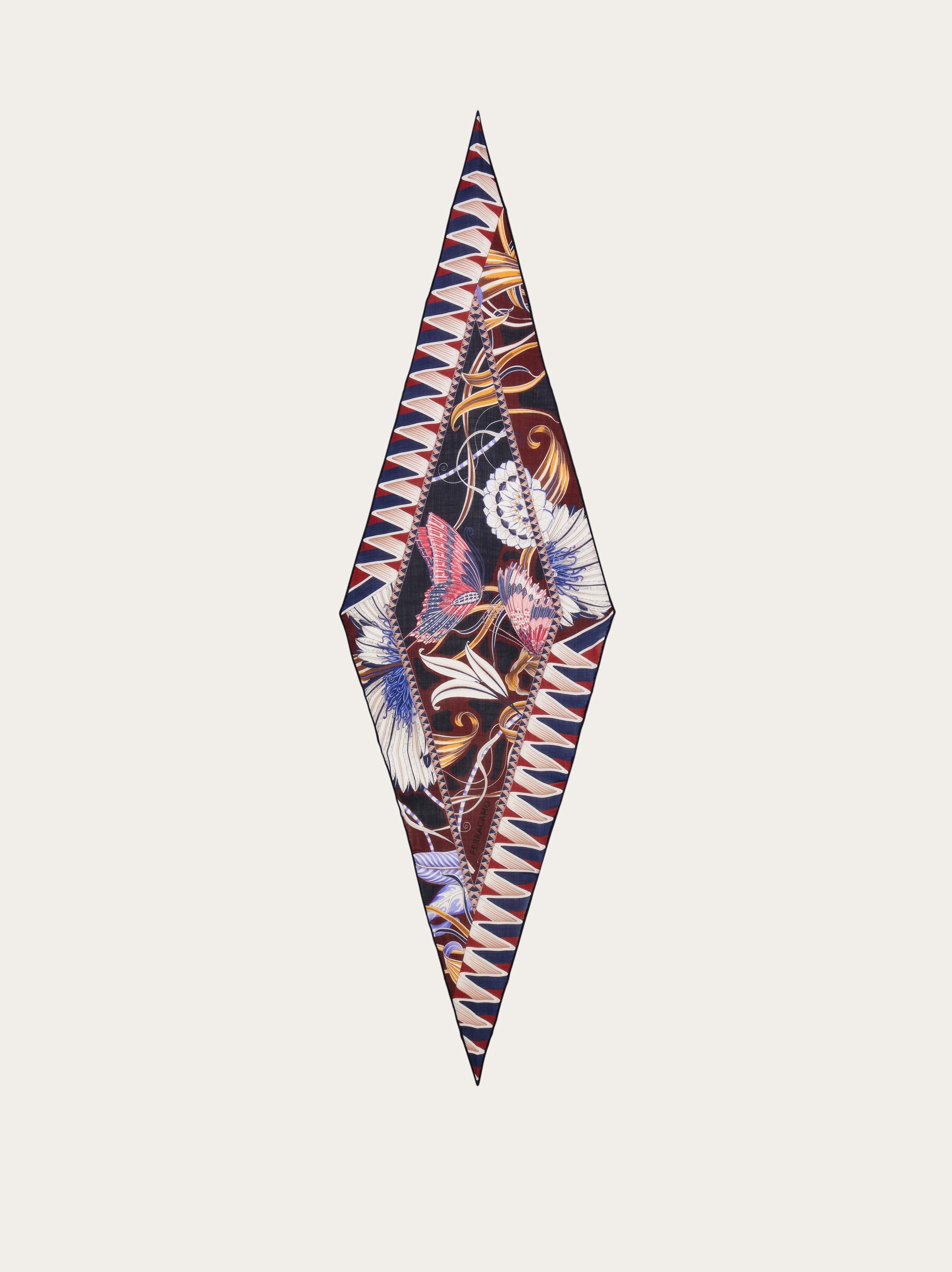 Flowers and Butterflies wool diamond scarf - Women | Ferragamo