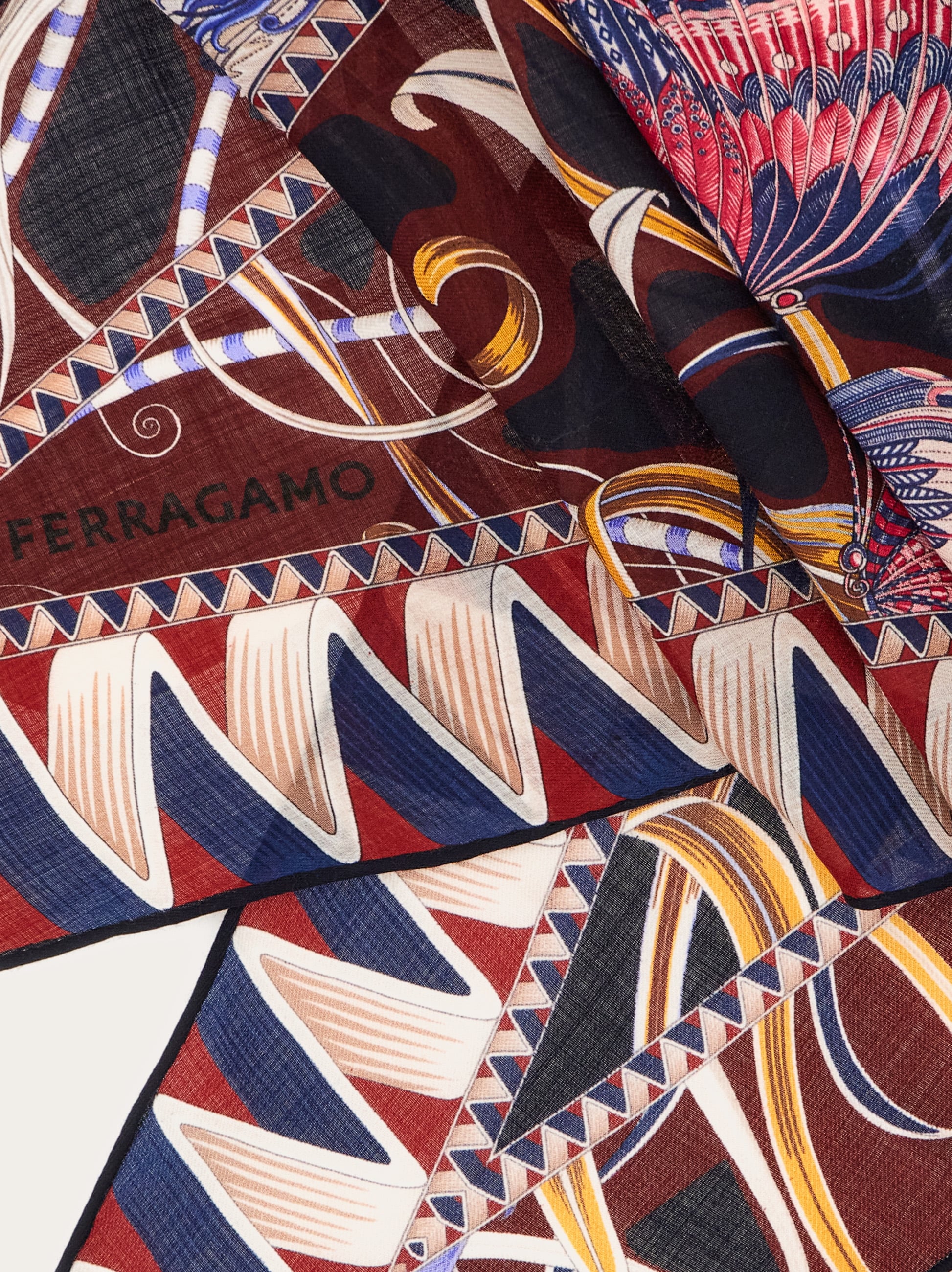 Flowers and Butterflies wool diamond scarf - Women | Ferragamo