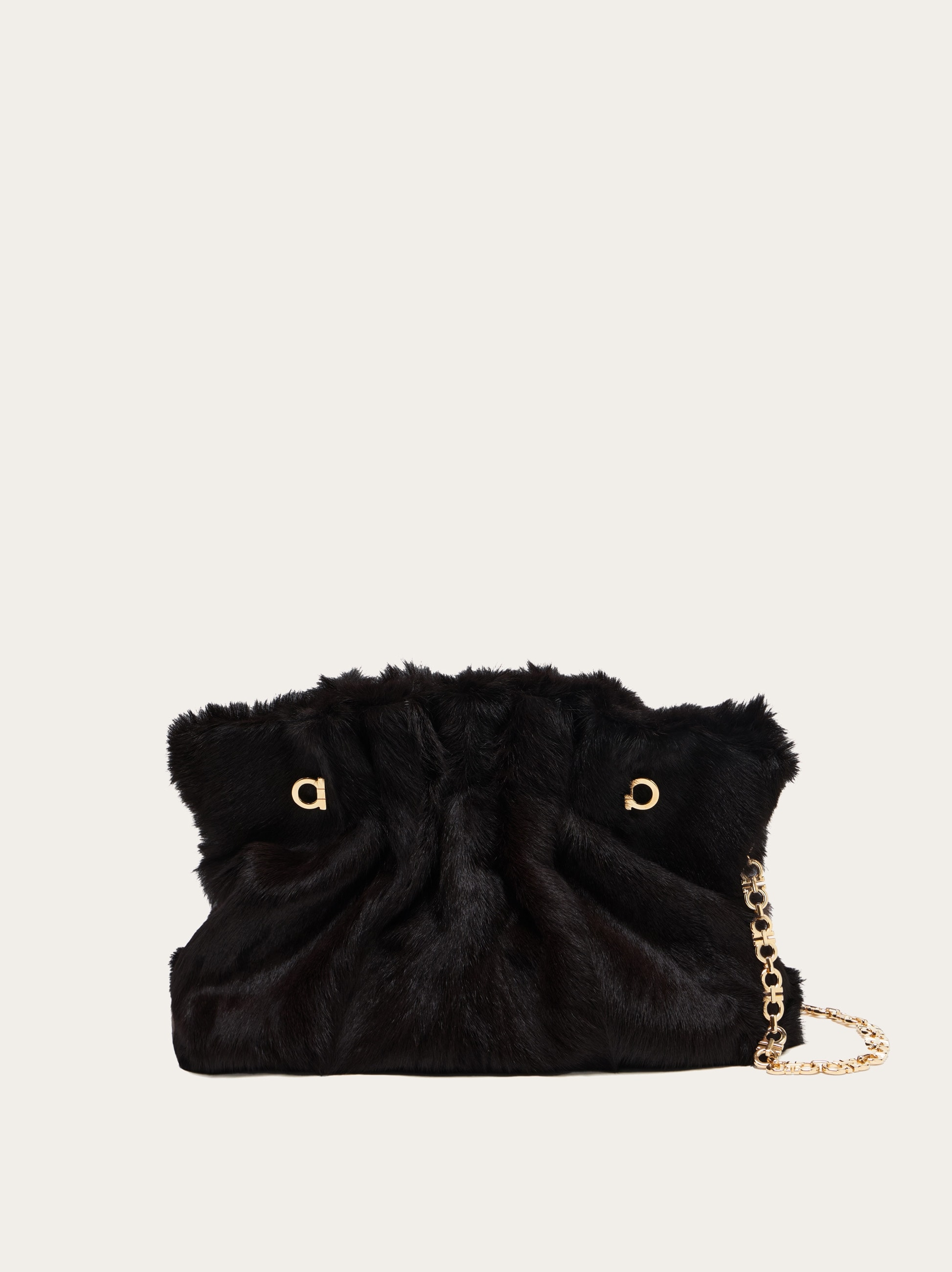 Ferragamo パーティーバッグ 黒 ファー　リザード　ミンク Ferragamo パーティーバッグ 黒 ファー リザード ミンク 楽天市場