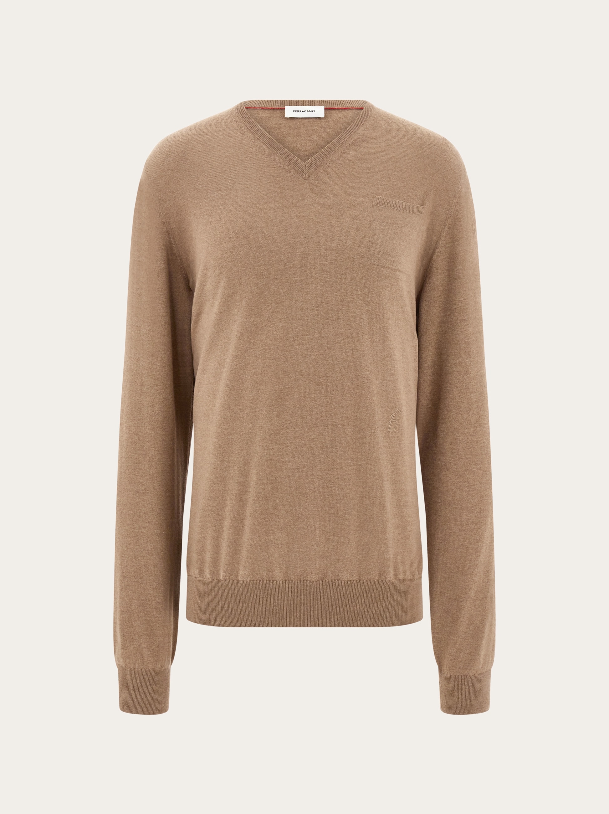 V-neck sweater with pocket detail - Men | Ferragamo