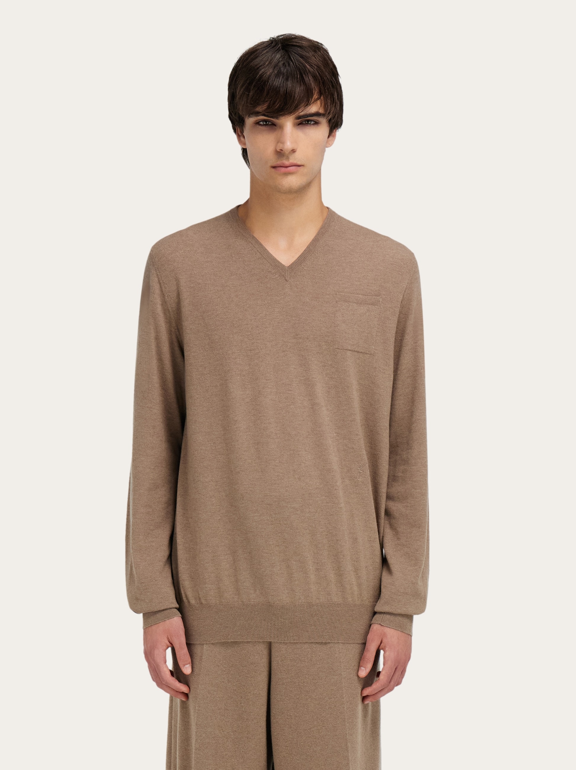 V-neck sweater with pocket detail - Men | Ferragamo
