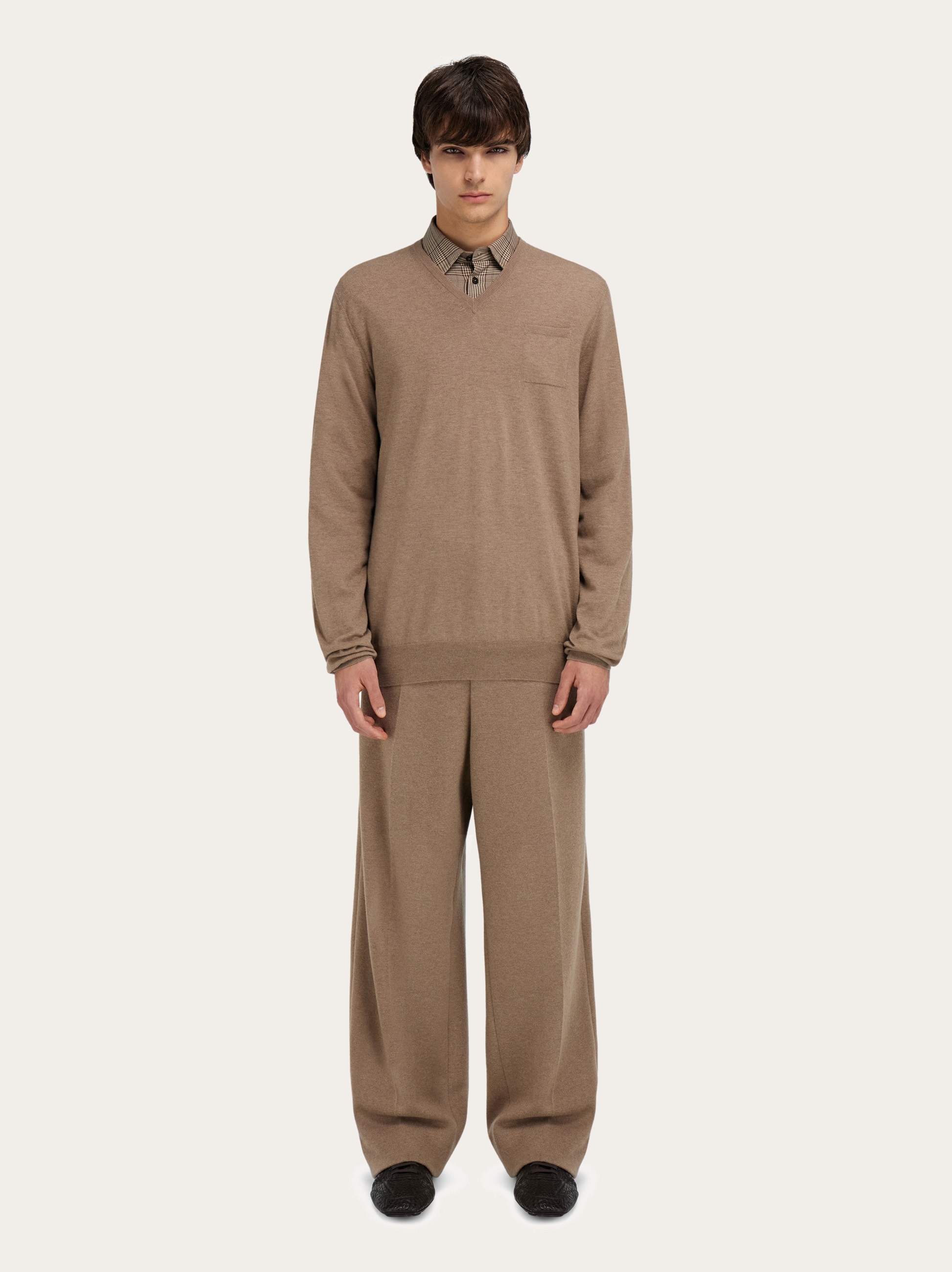 V-neck sweater with pocket detail - Men | Ferragamo