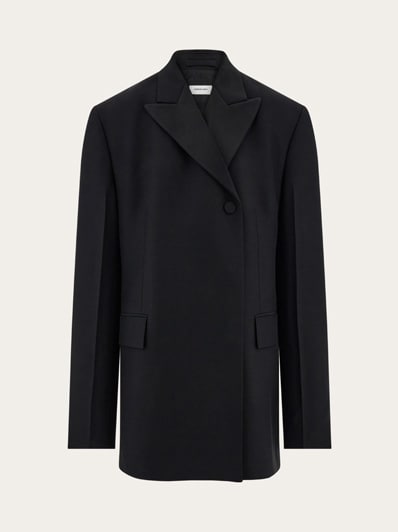 SALVATORE FERRAGAMO ダブルブレストフードコート Double breasted tuxedo-inspired jacket - Women | Ferragamo