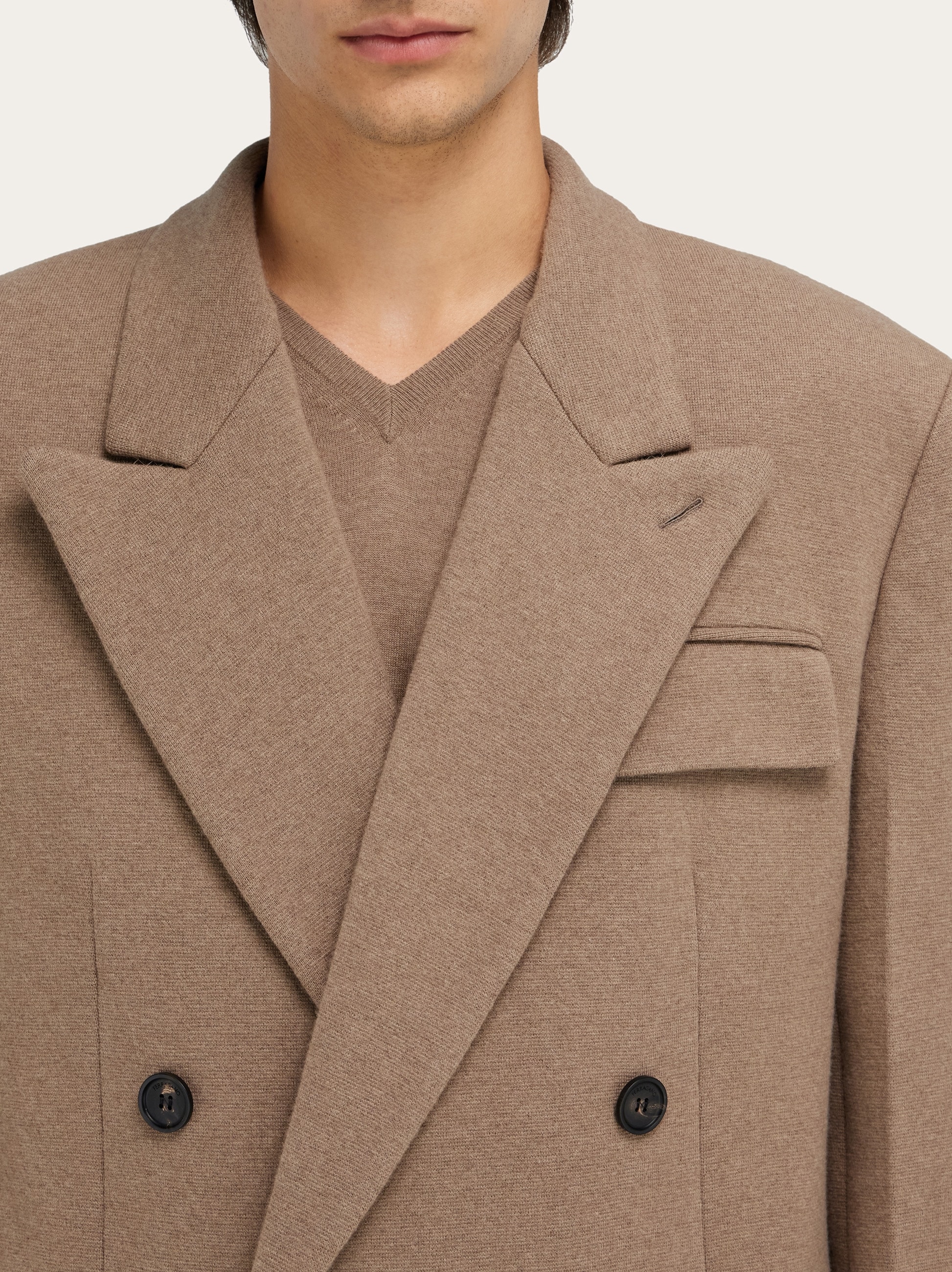 Jersey interlock double breasted coat - Men | Ferragamo