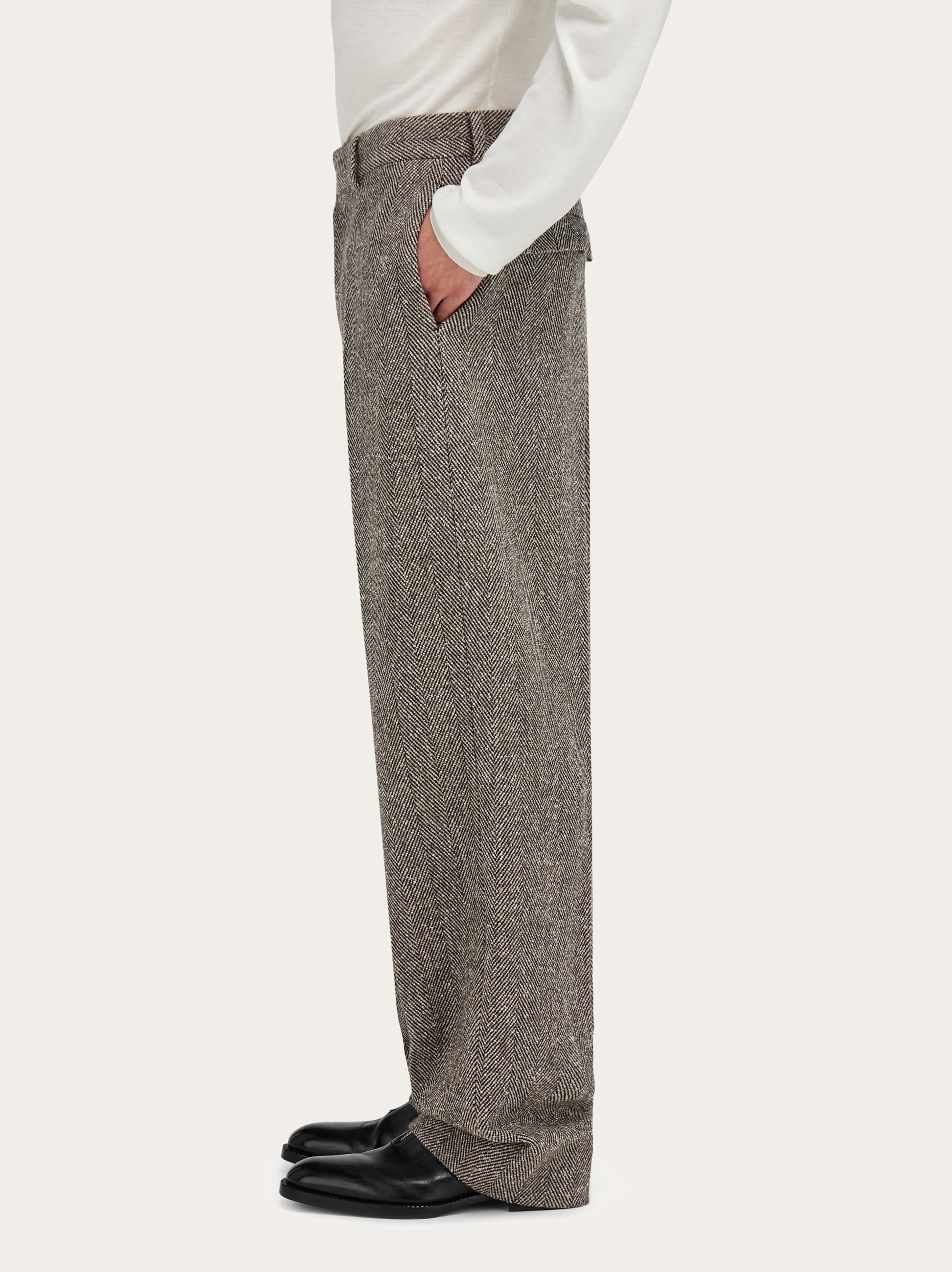Wide legged chevron trouser - Men | Ferragamo