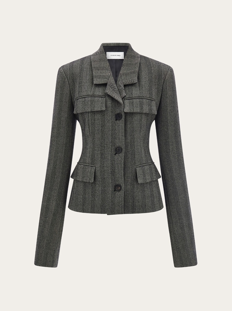 Single breasted blazer in chevron Gallery image 1