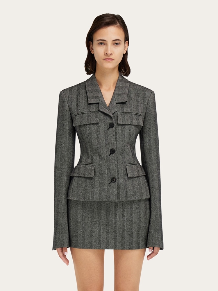 Single breasted blazer in chevron Gallery image 2