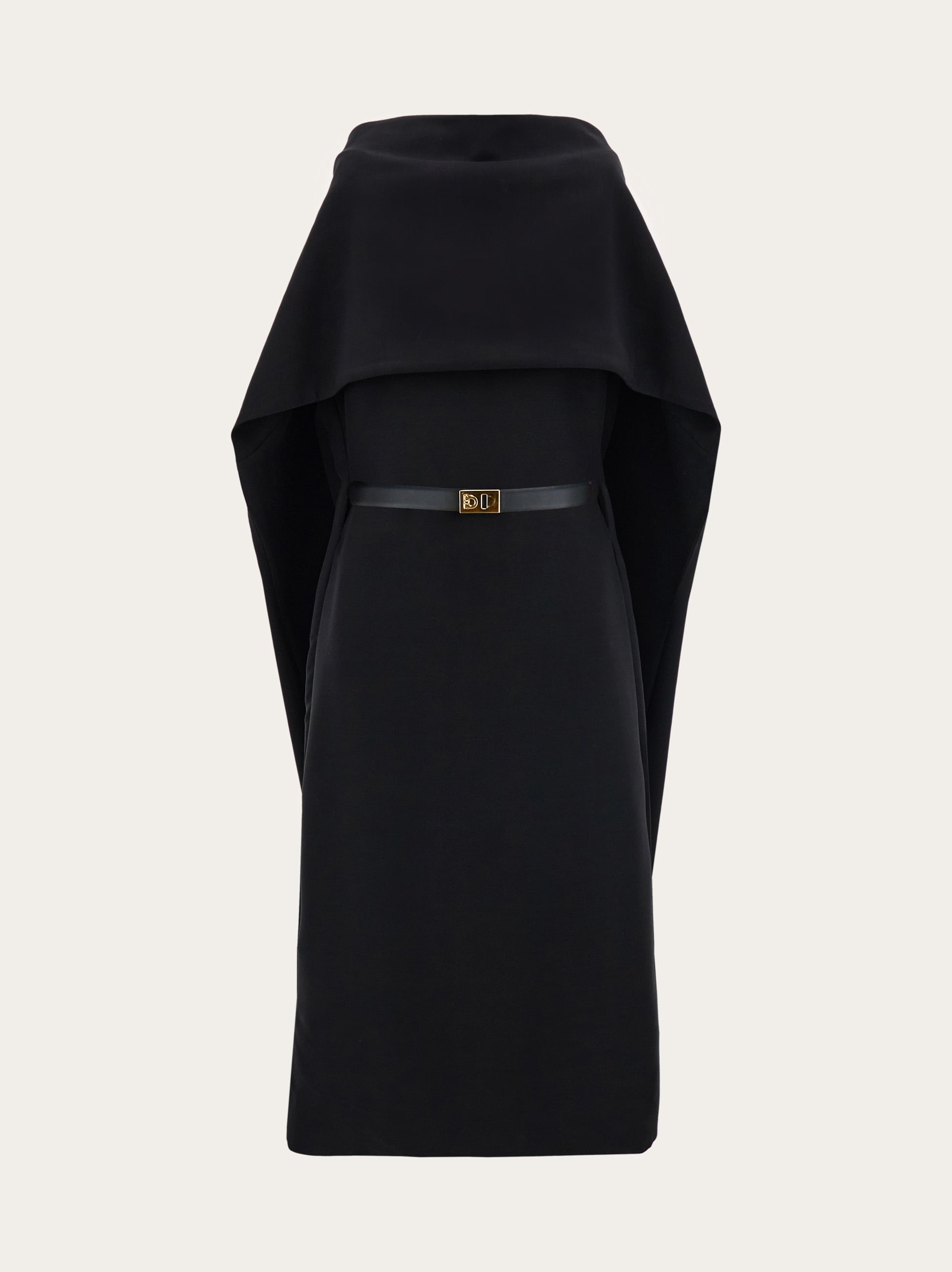 Belted midi dress with billowing front panel - Women | Ferragamo