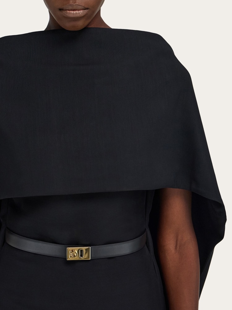 Belted midi dress with billowing front panel Gallery image 6