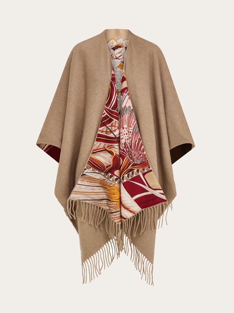 Cashmere and silk reversible cape Gallery image 1