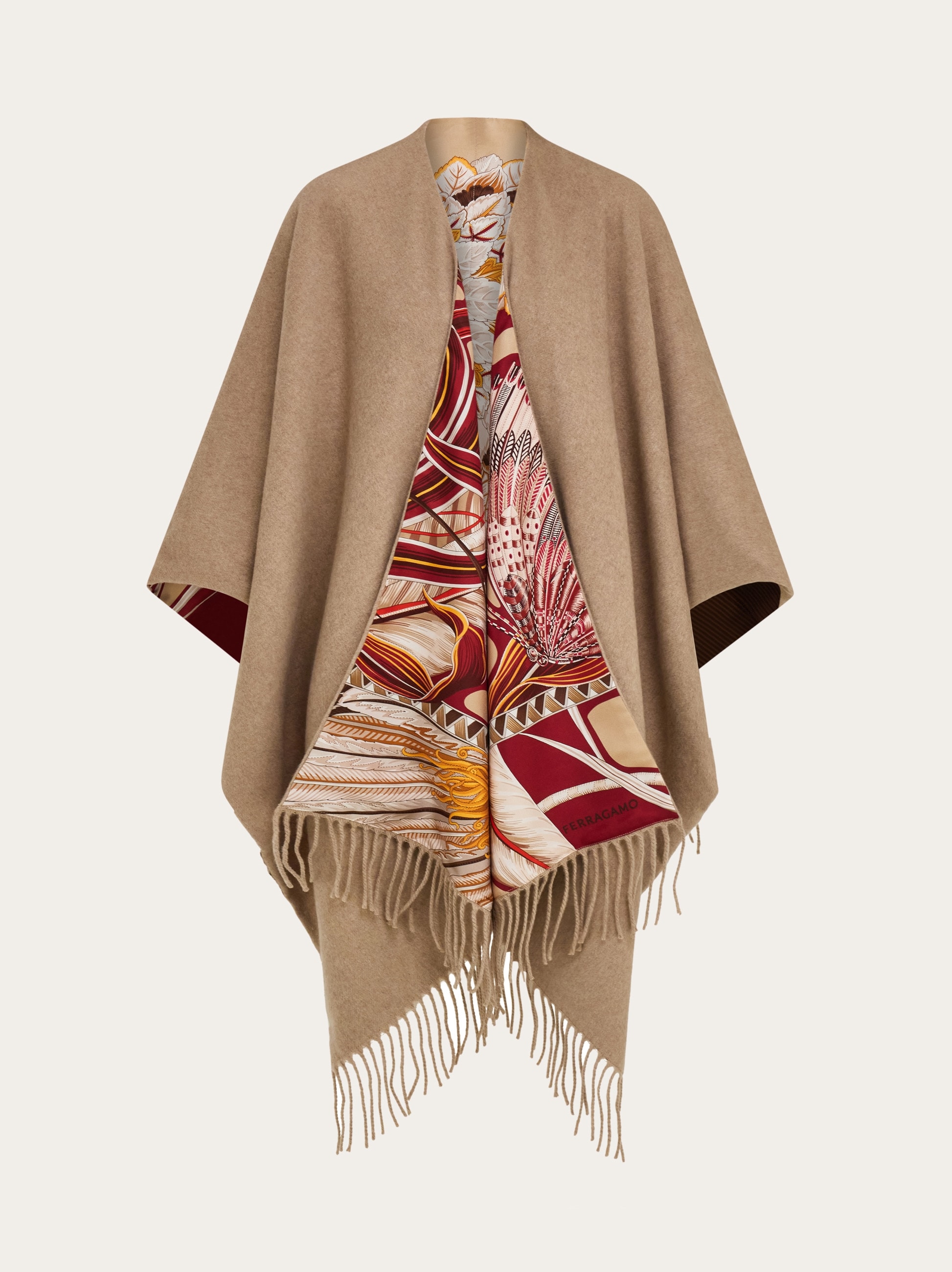 Cashmere and silk reversible cape - Women | Ferragamo