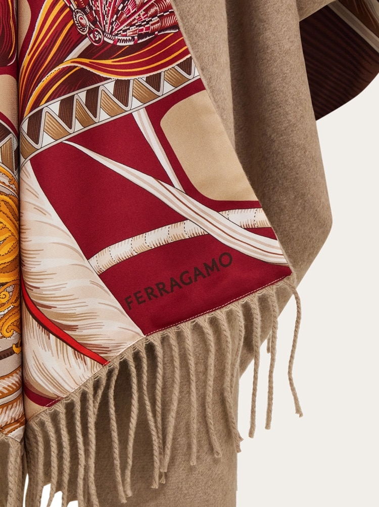 Cashmere and silk reversible cape Gallery image 2