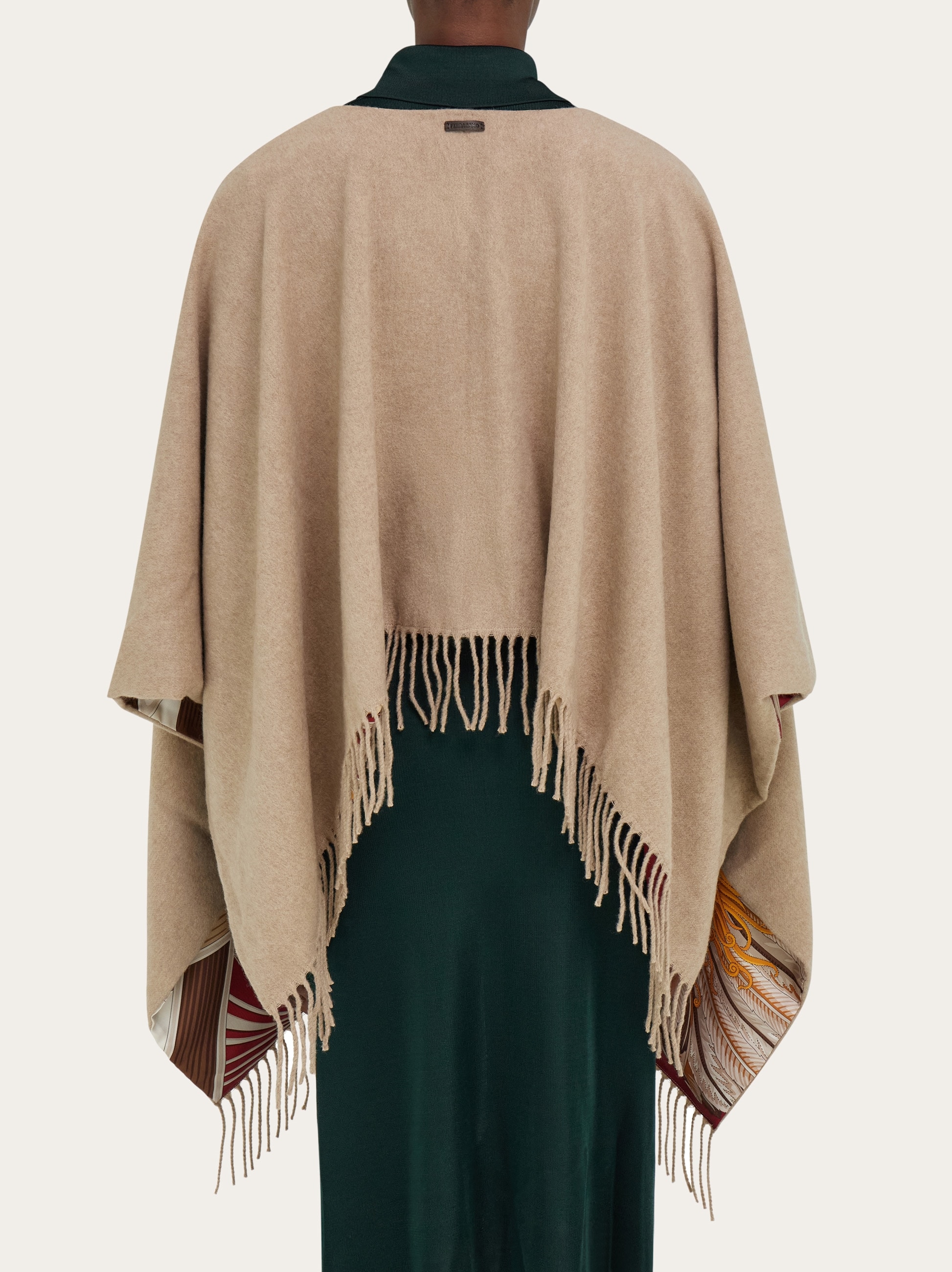 Cashmere and silk reversible cape - Women | Ferragamo Cashmere and silk reversible cape - Women | Ferragamo