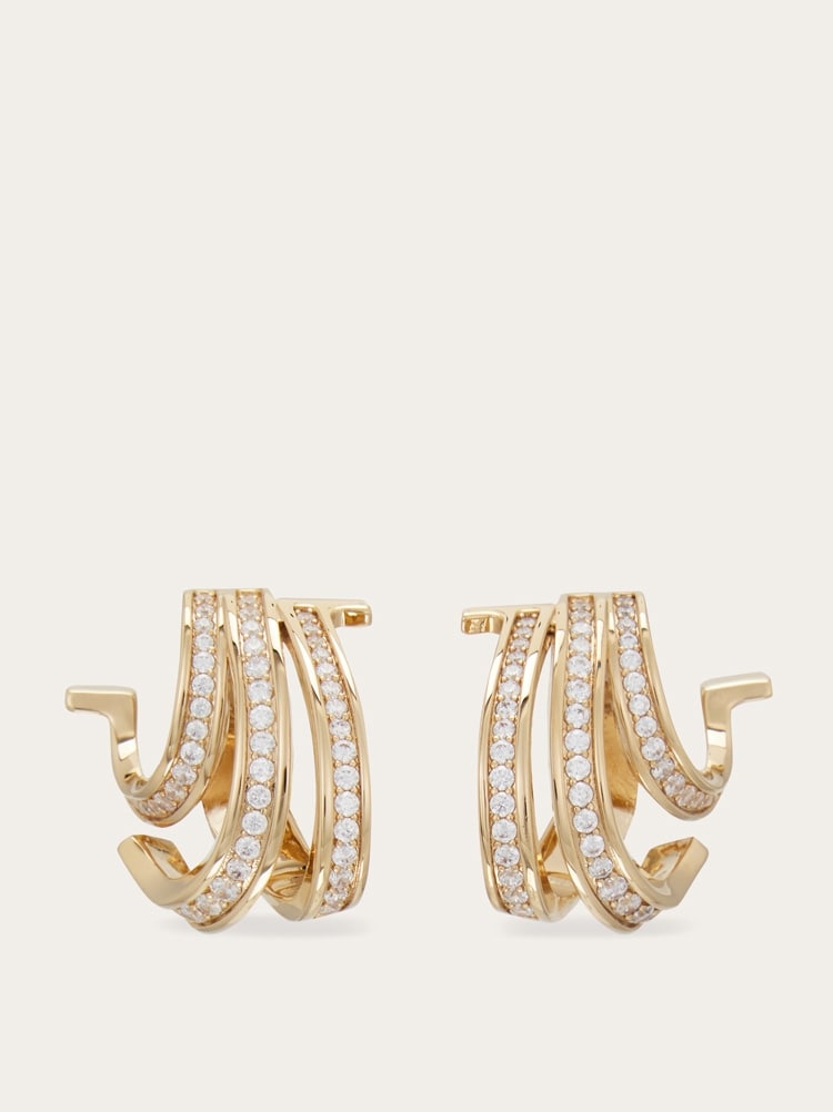 Triple Gancini earrings with crystals Gallery image 1