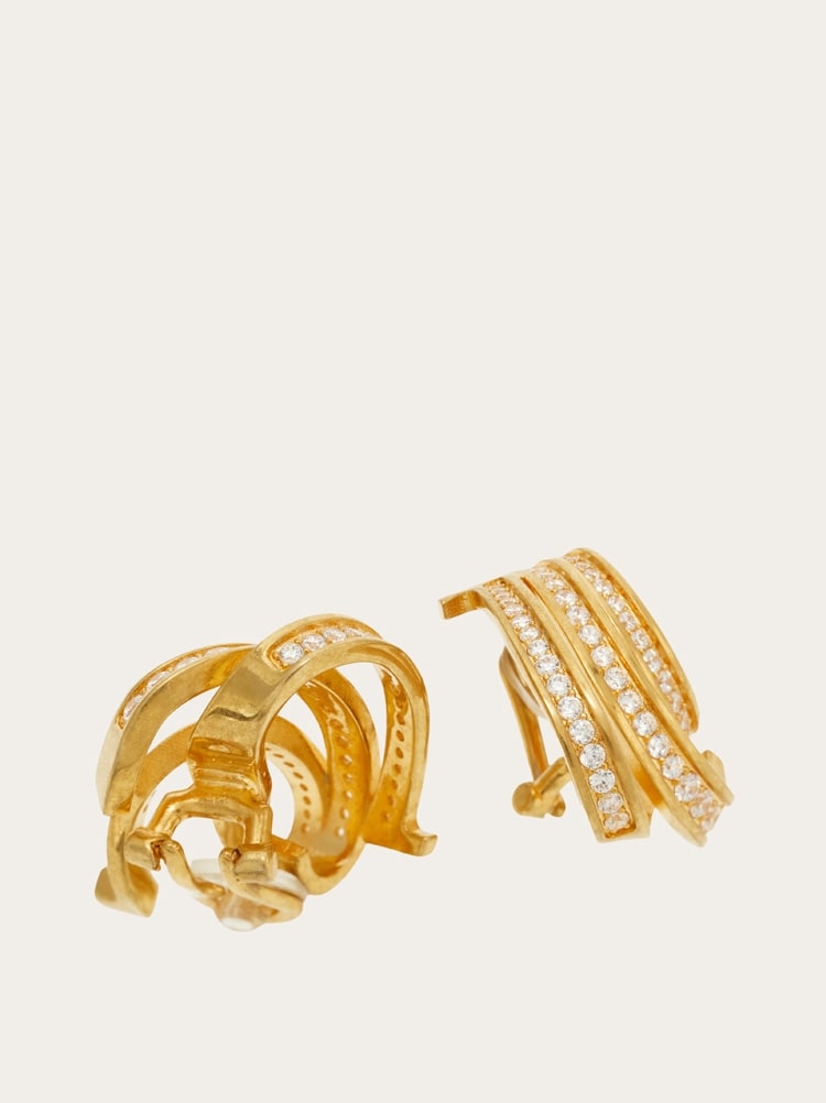 Triple Gancini earrings with crystals Gallery image 5