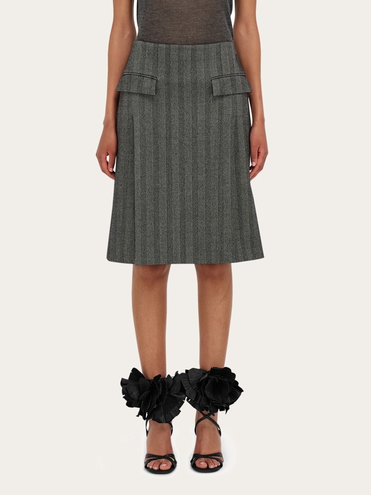 Chenille pencil skirt with double slit Gallery image 2