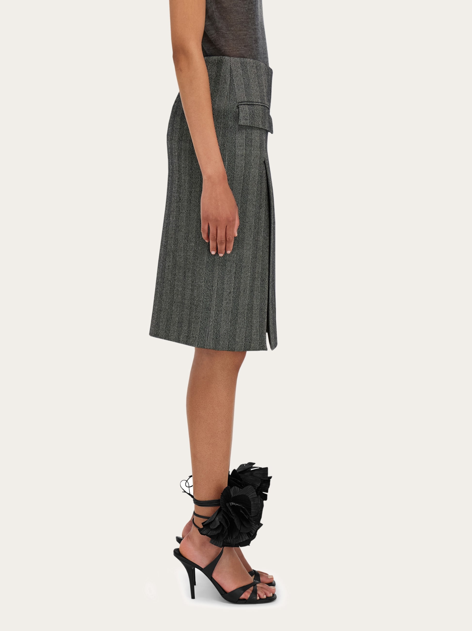 Chenille pencil skirt with double slit - Women | Ferragamo