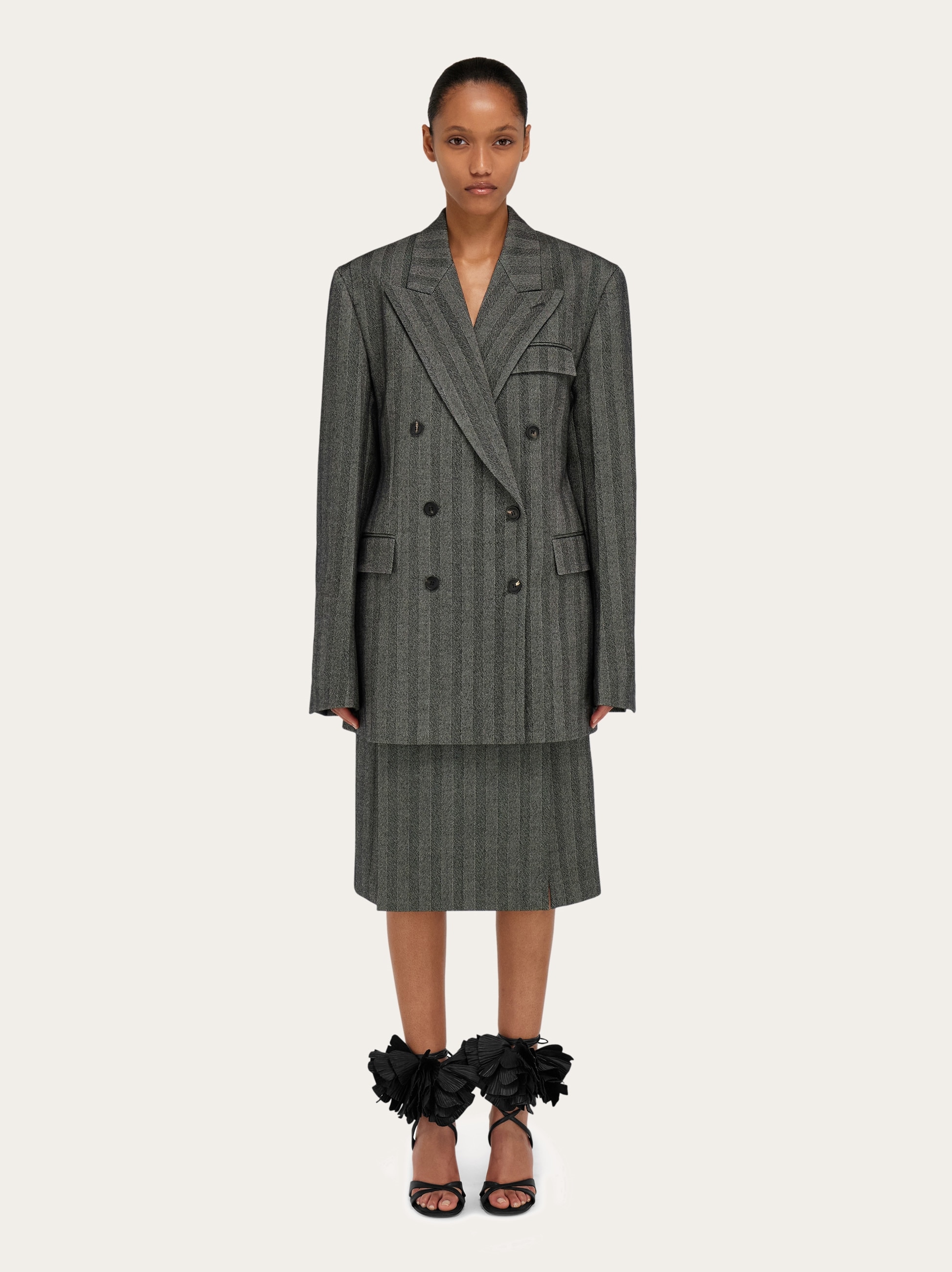 Chenille pencil skirt with double slit - Women | Ferragamo