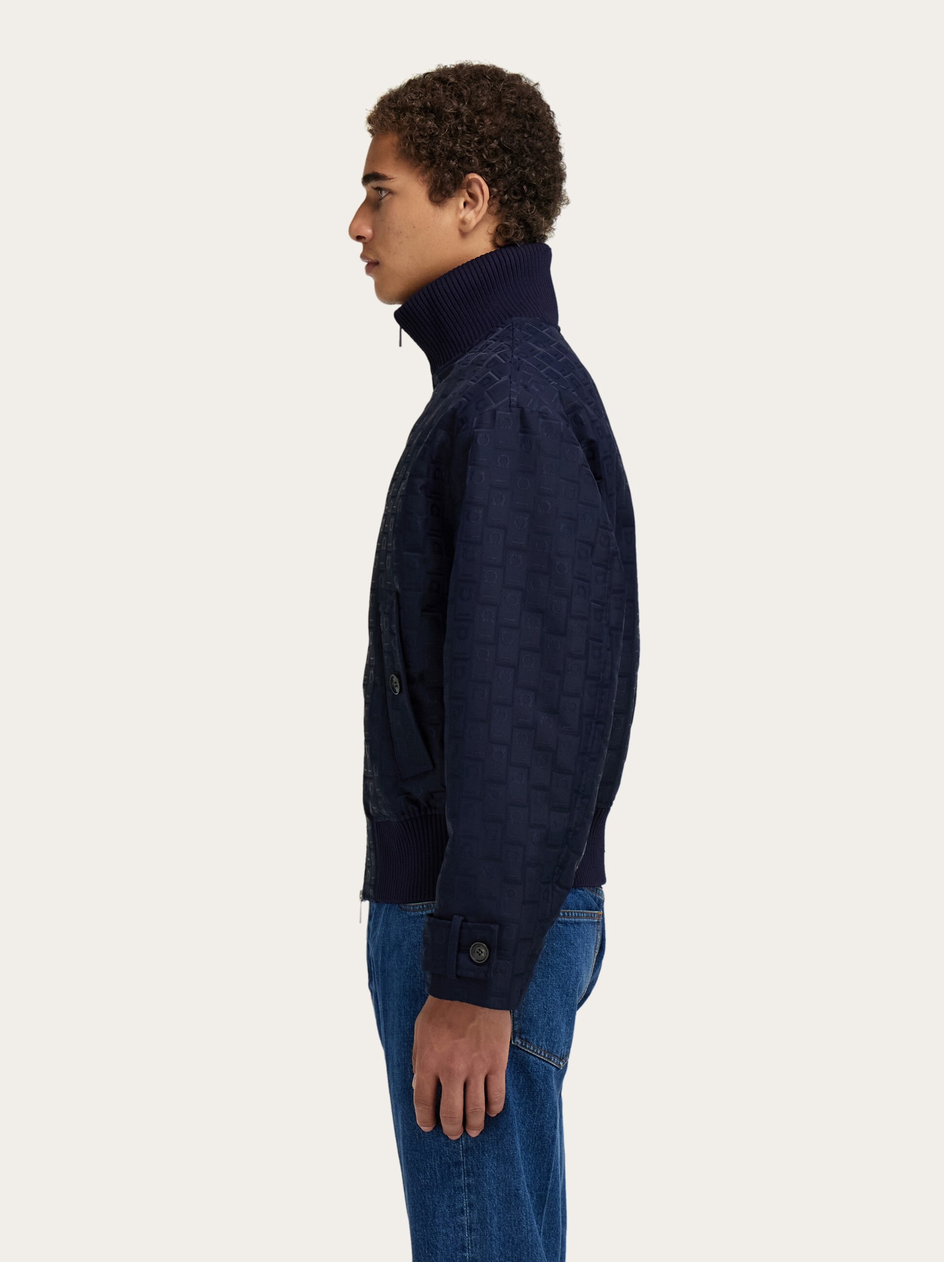 Blouson in Monogram nylon - Men | Ferragamo display picture 1
