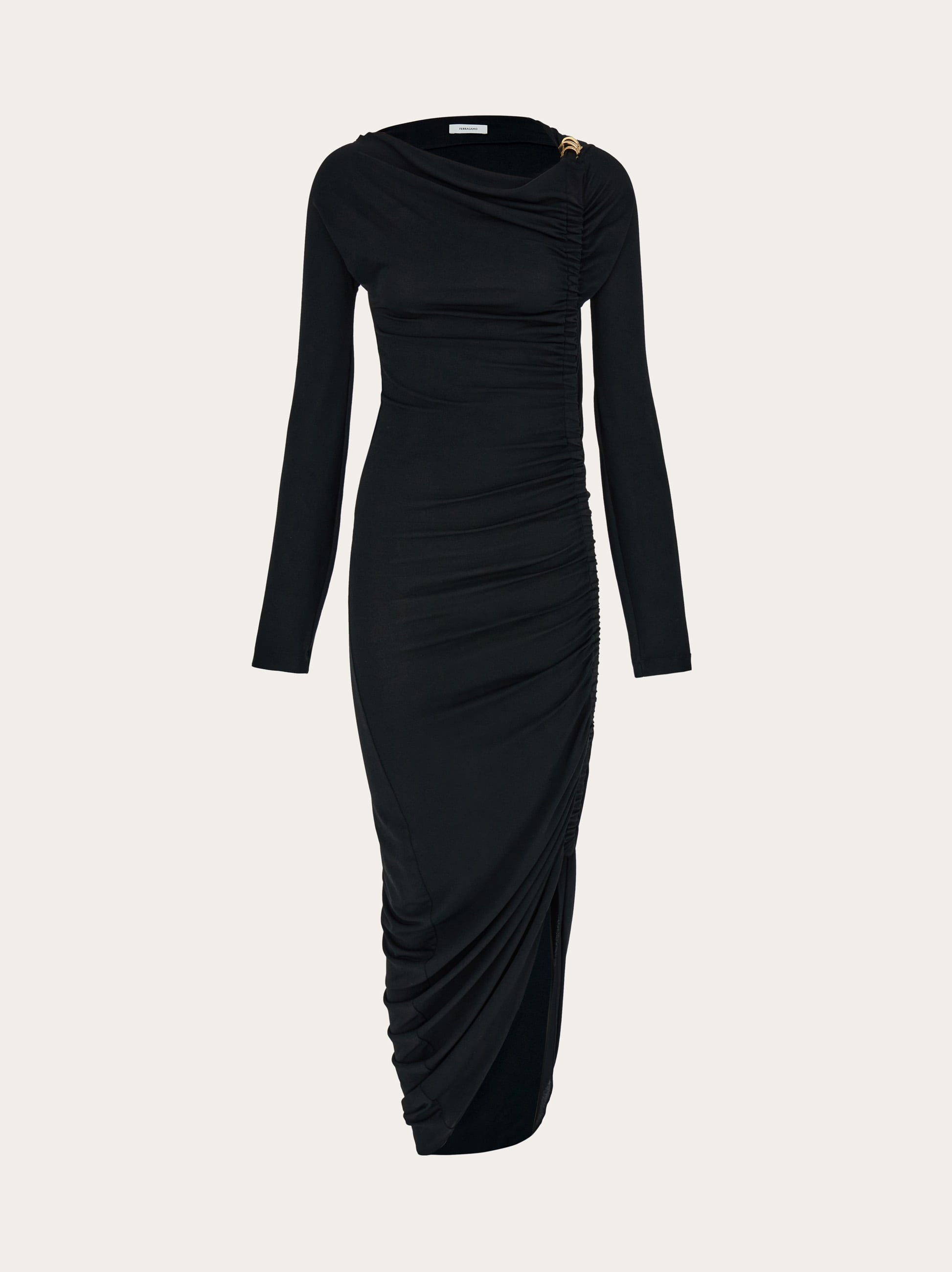 Salvatore Ferragamo ロングワンピース xs Boat neck dress with ruched detail - Women | Ferragamo