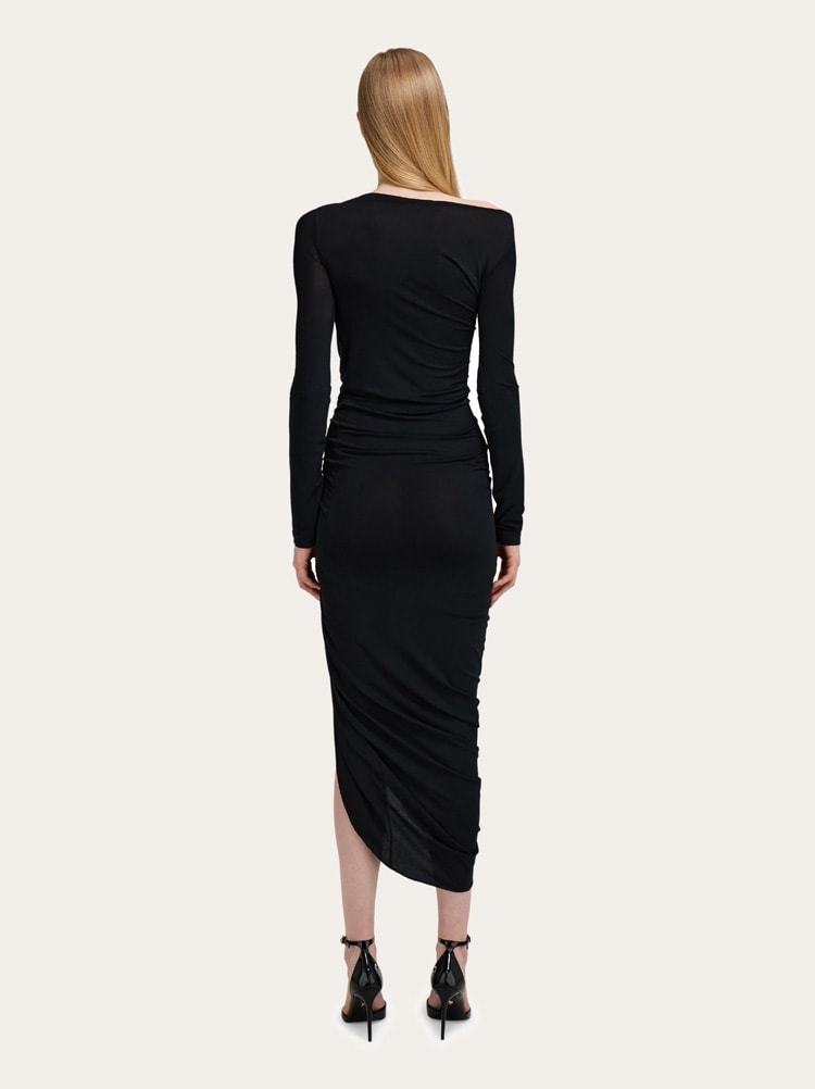 Boat neck dress with ruched detail Gallery image 4