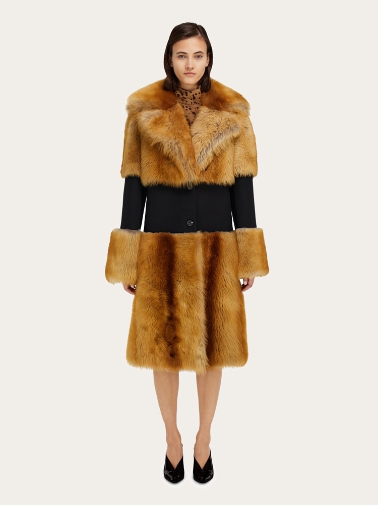 Shearling coat with wool inlay Gallery image 2