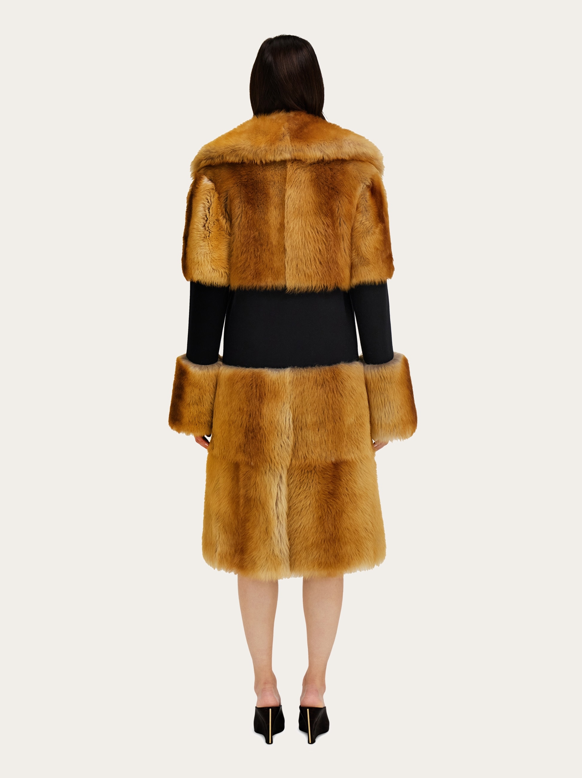 Shearling coat with wool inlay - Women | Ferragamo