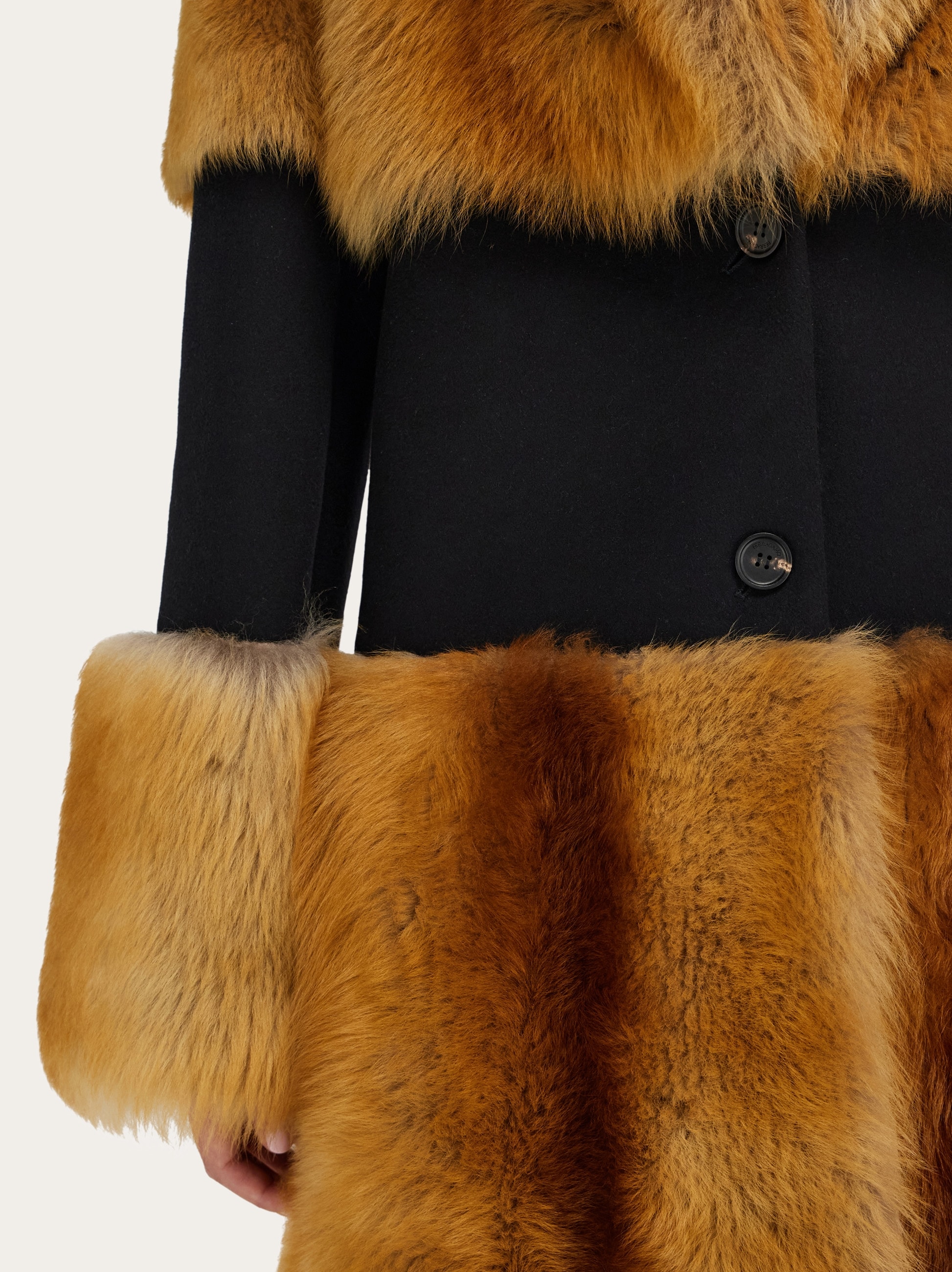 Shearling coat with wool inlay - Women | Ferragamo
