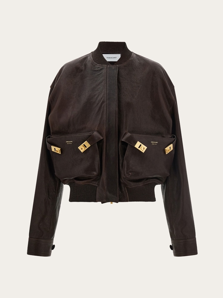 Leather bomber jacket Gallery image 1