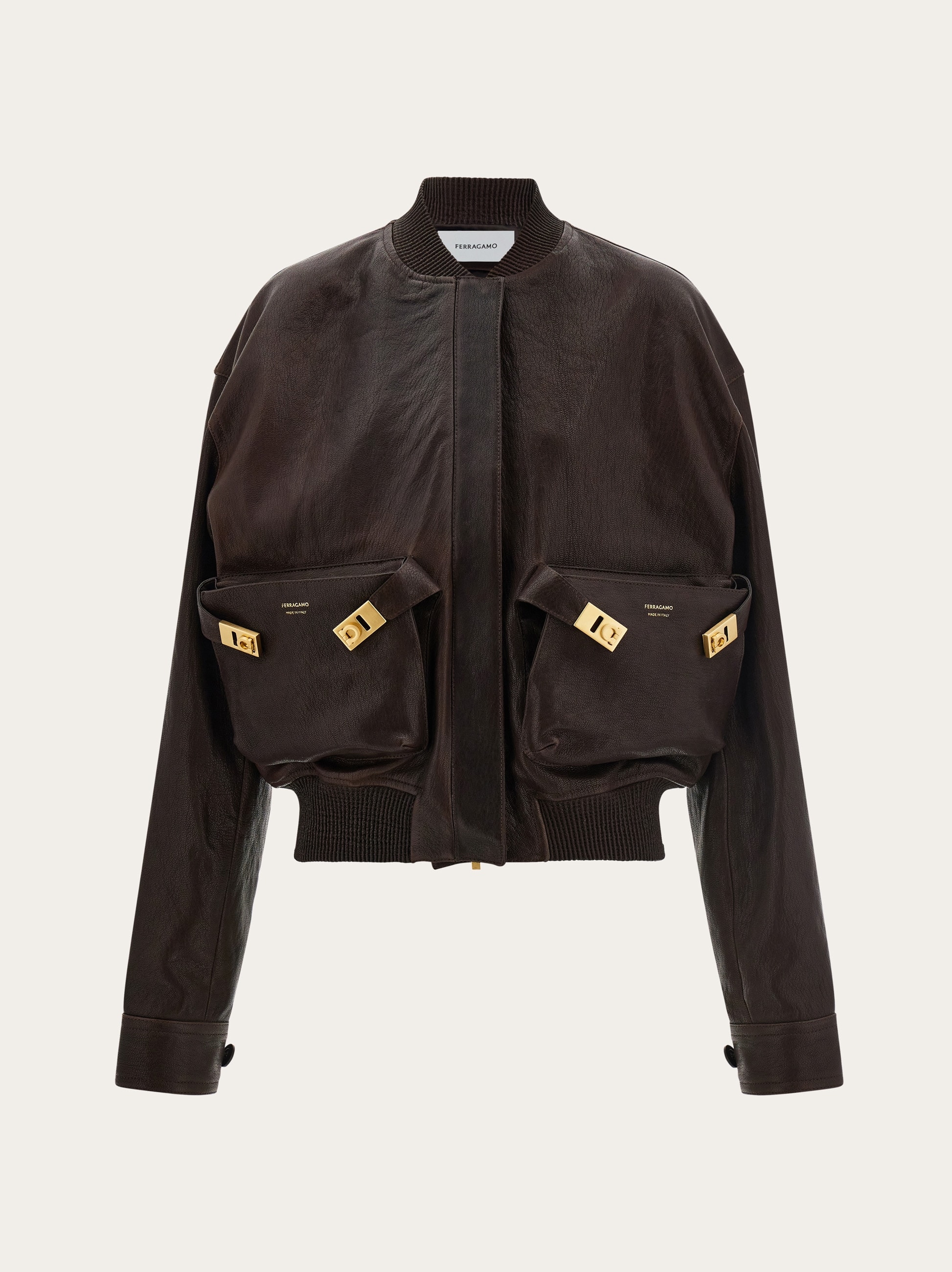 【Ferragamo】レザージャケット 黒 レディース Ferragamo zip-up Leather Biker Jacket | Black | FARFETCH