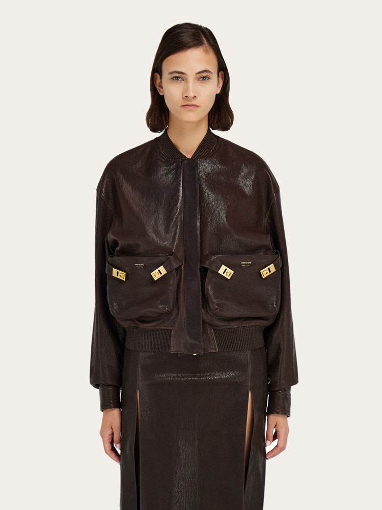 Leather bomber jacket Gallery image 2