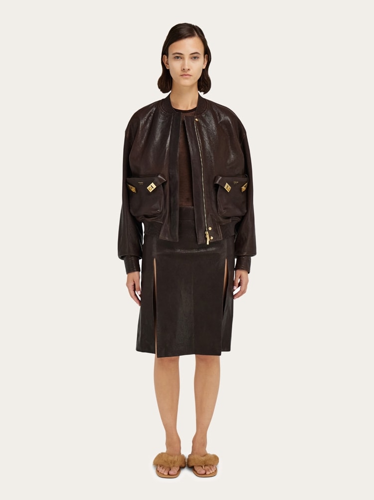 Leather bomber jacket Gallery image 6
