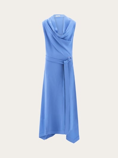 FERRAGAMO フェラガモ ワンピース Asymmetric midi dress1043412 Asymmetric midi dress in white - Ferragamo | Mytheresa