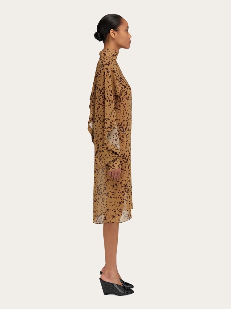 Silk dress with orchid print Gallery image 3