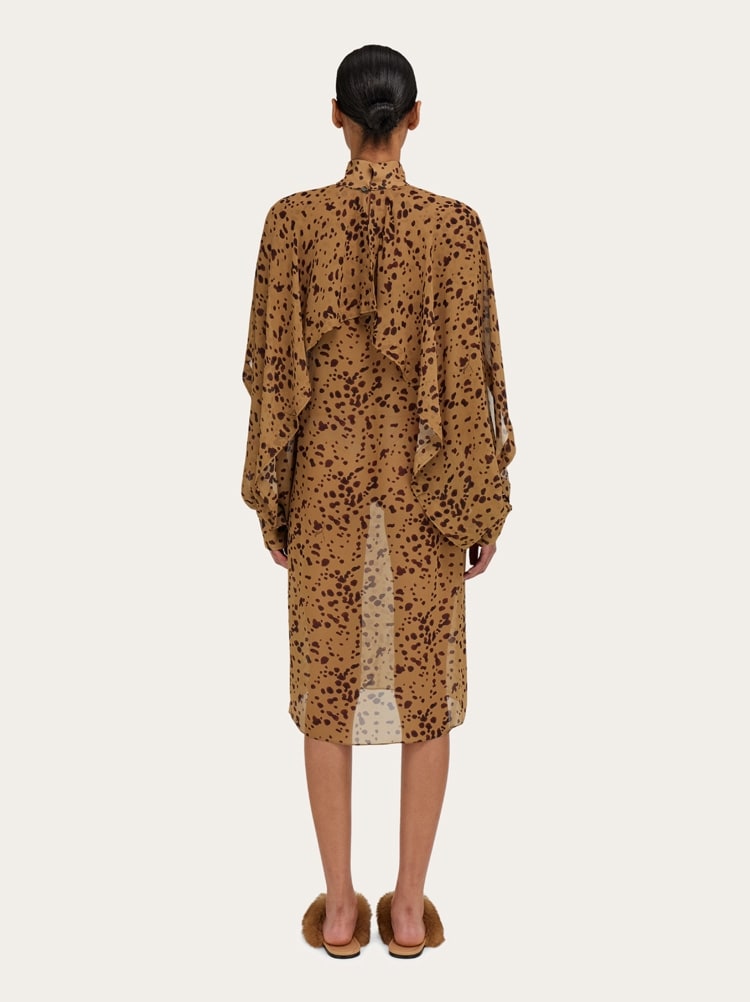 Silk dress with orchid print Gallery image 4