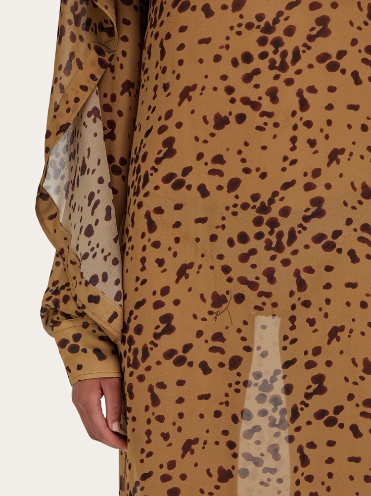Silk dress with orchid print Gallery image 6