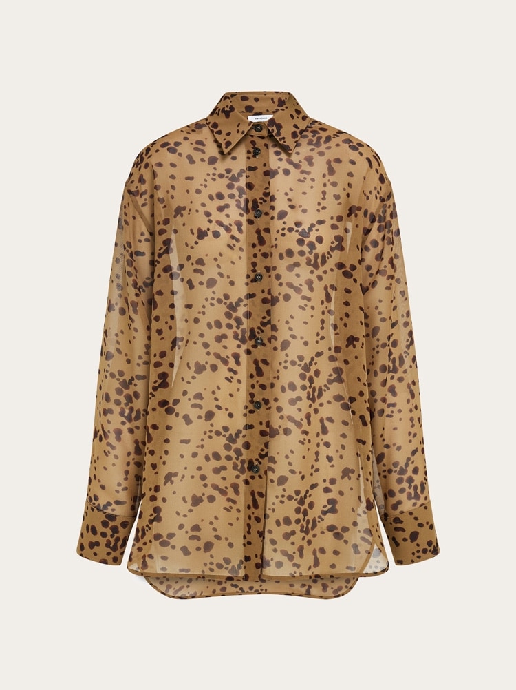 Georgette shirt with orchid print Gallery image 1