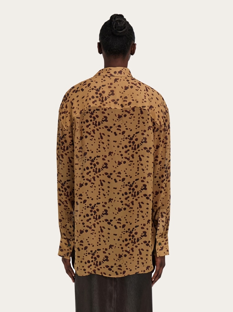 Georgette shirt with orchid print Gallery image 4