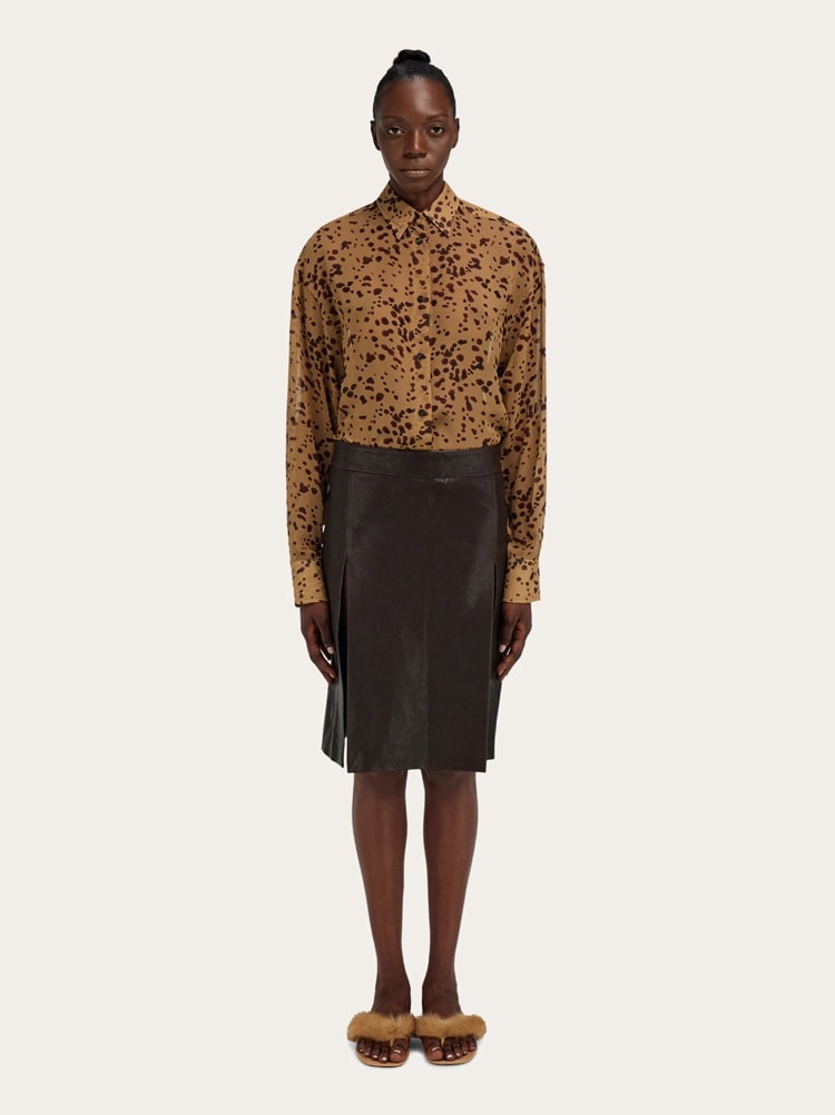Georgette shirt with orchid print Gallery image 7